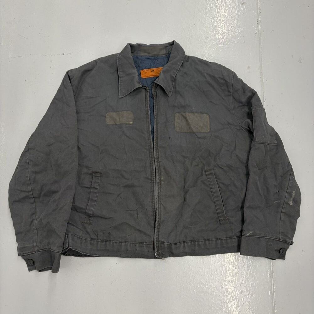 Vintage 70s Red Kap Grey Canvas Workwear Mechanics Jacket